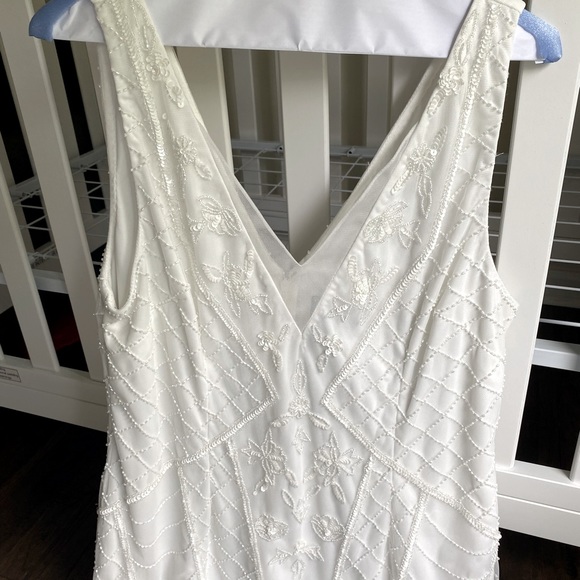 Adrianna Papell, white, beaded and embellished dress, size 14 - Picture 3 of 5